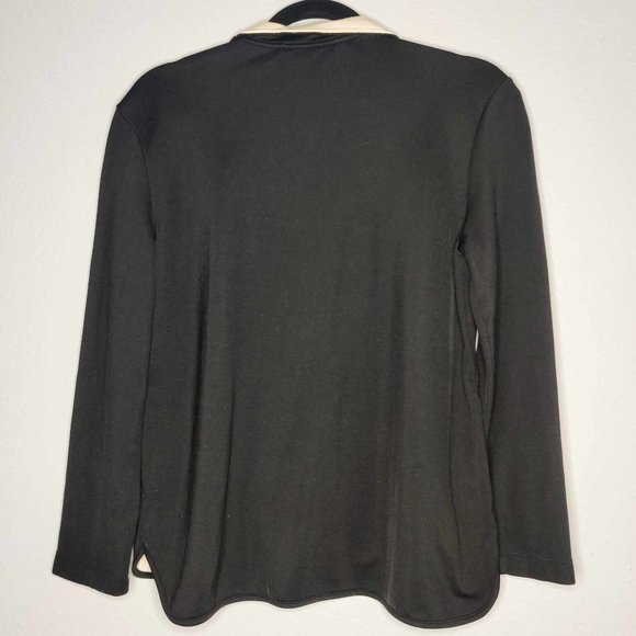 Black Double Zip Jacket with White Collar - Picture 2 of 5